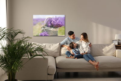 Ljuddämpande tavla - Basket with lavender flowers
