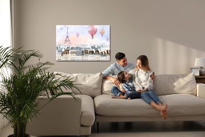 Ljuddämpande tavla - Balloons flying over Paris