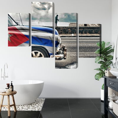 Ljuddämpande tavla - A car with a cuban flag