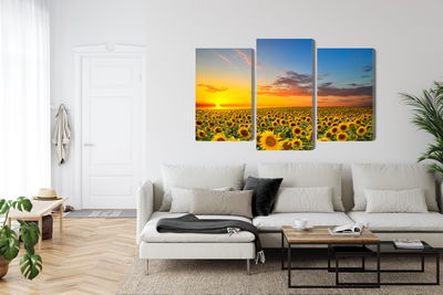 Ljuddämpande tavla - Sunset over a 3d sunflower