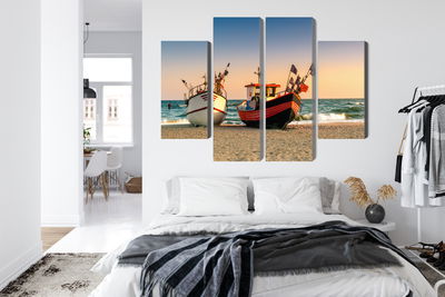 Ljuddämpande tavla - Fishing boats on the beach