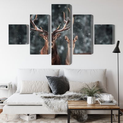 Ljuddämpande tavla - Deer and doe in the 3d forest