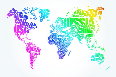 Akustiikkataulu - World map with colored