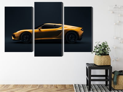 Ljuddämpande tavla - Yellow 3d sports car