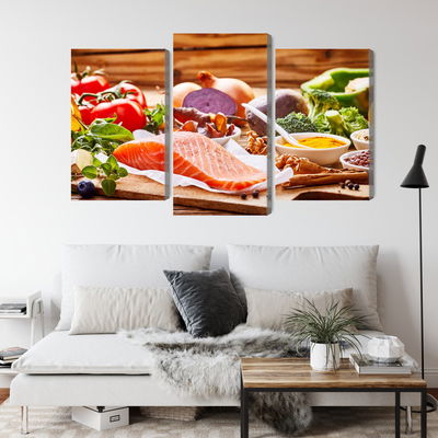 Ljuddämpande tavla - Salmon among vegetables