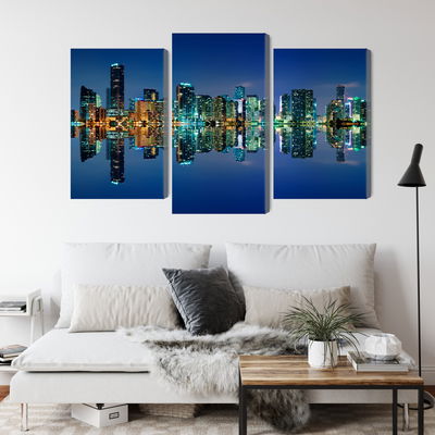 Ljuddämpande tavla - Panorama of miami by night