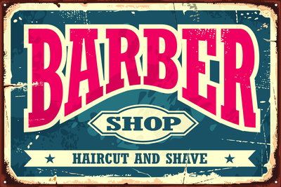 Akoestisch schilderij - Vintage barber shop