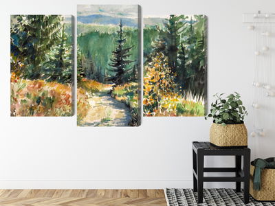 Ljuddämpande tavla - Forest landscape painted