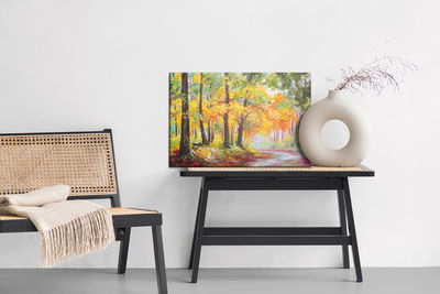 Ljuddämpande tavla - Path in the autumn 3d forest