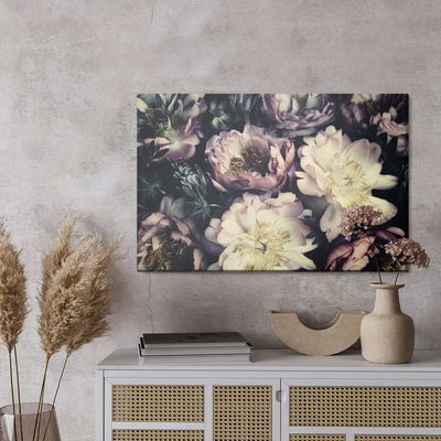 Ljuddämpande tavla - Peonies in dark colours