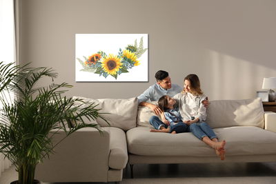 Ljuddämpande tavla - Sunflowers with leaves