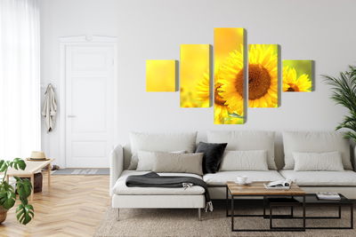 Ljuddämpande tavla - Blooming sunflowers 3d