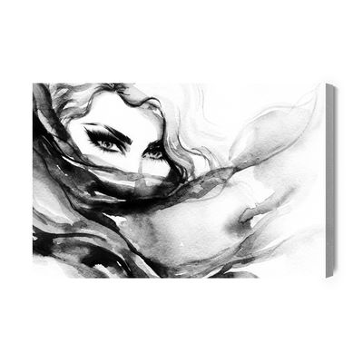 Ljuddämpande tavla - Black and white female face