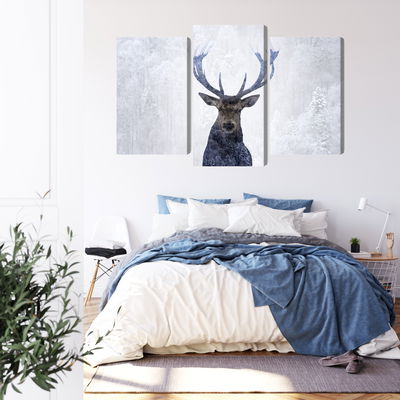 Ljuddämpande tavla - Deer in the winter 3d forest