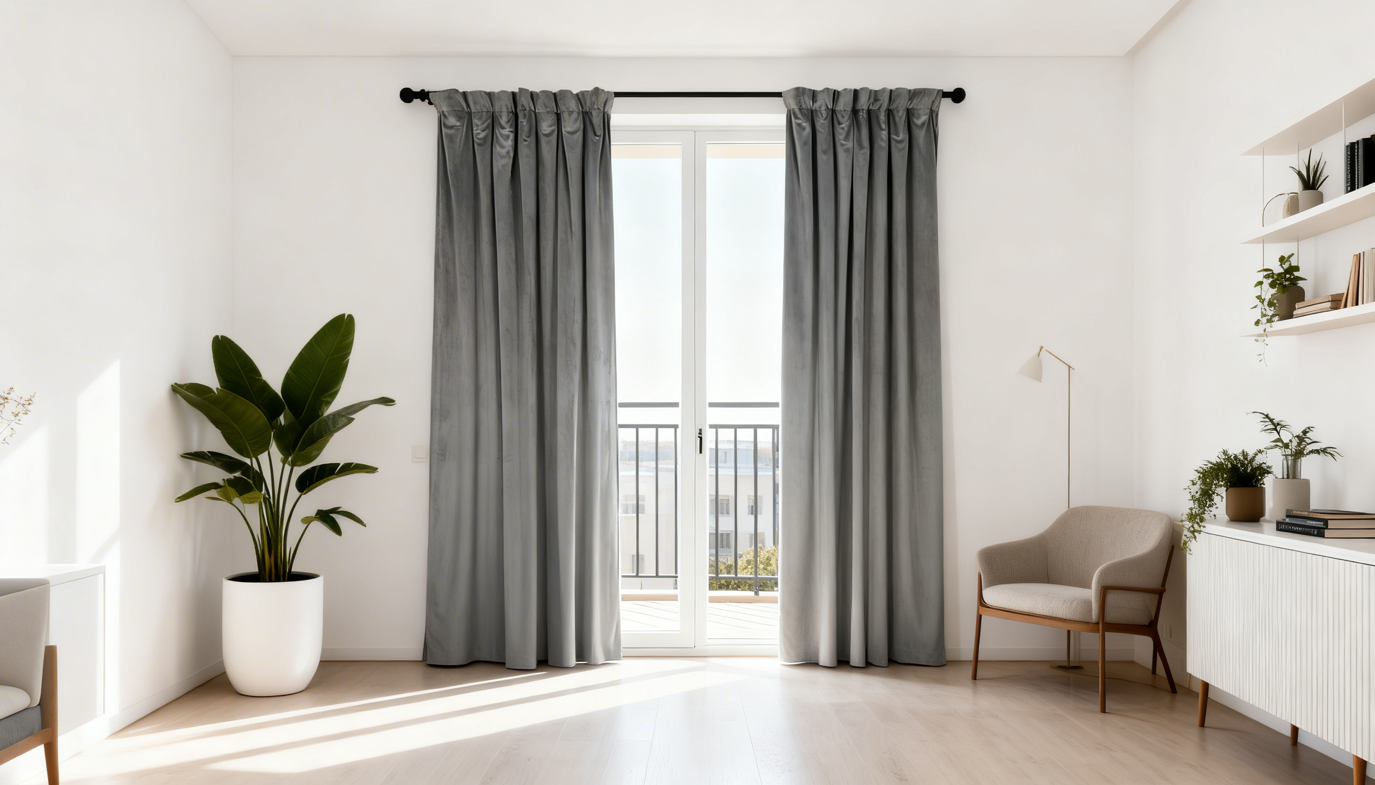 Ljudabsorbera med gardiner