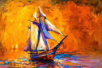 Ljuddämpande tavla - Sailboat in the sea
