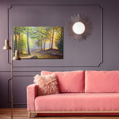 Ljuddämpande tavla - River in the summer forest