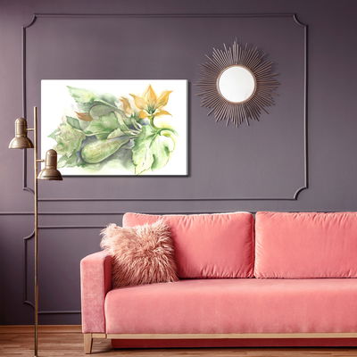 Ljuddämpande tavla - Zucchini with flowers painted