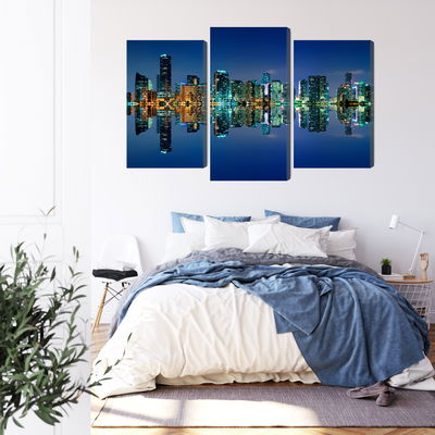 Ljuddämpande tavla - Panorama of miami by night