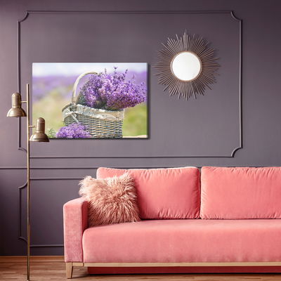 Ljuddämpande tavla - Basket with lavender flowers