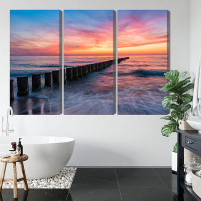 Ljuddämpande tavla - The baltic sea with wooden