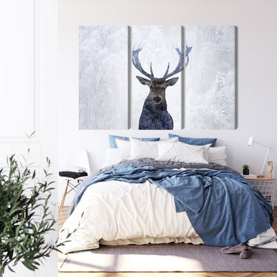 Ljuddämpande tavla - Deer in the winter 3d forest