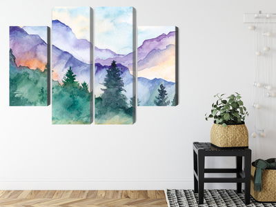 Ljuddämpande tavla - Painted mountain landscape