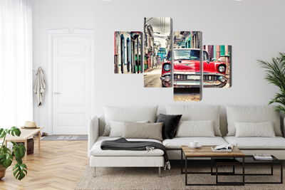 Ljuddämpande tavla - Red chevrolet car in retro