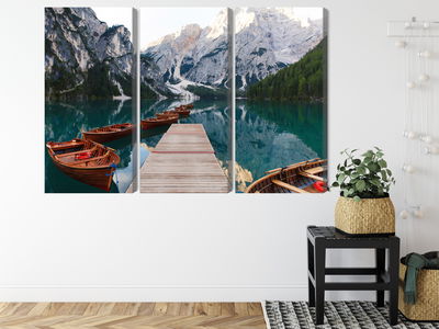 Ljuddämpande tavla - Lake braies in Italy