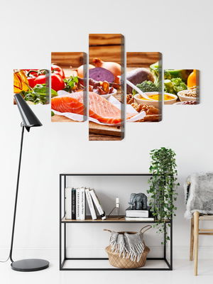 Ljuddämpande tavla - Salmon among vegetables