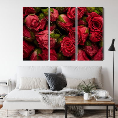 Ljuddämpande tavla - Roses with water drops