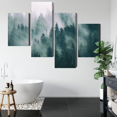 Ljuddämpande tavla - Fog in the green forest