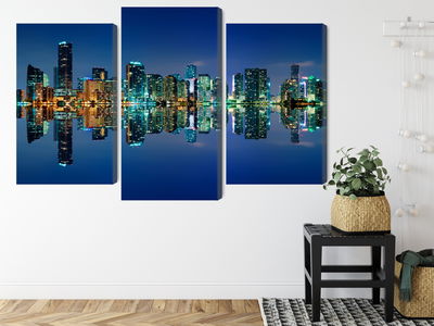 Ljuddämpande tavla - Panorama of miami by night