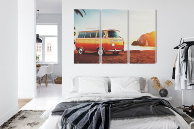 Ljuddämpande tavla - Retro car on the beach
