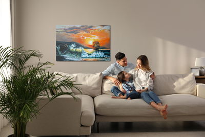 Ljuddämpande tavla - Picturesque sea and sunset