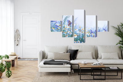 Ljuddämpande tavla - Butterfly and wildflowers