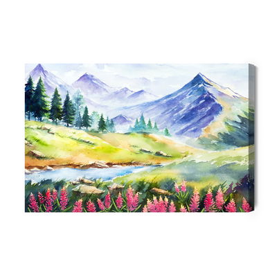 Ljuddämpande tavla - Watercolor painted mountain