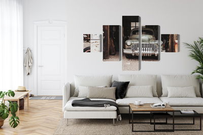 Ljuddämpande tavla - Old car in vintage style