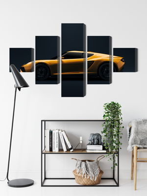 Ljuddämpande tavla - Yellow 3d sports car