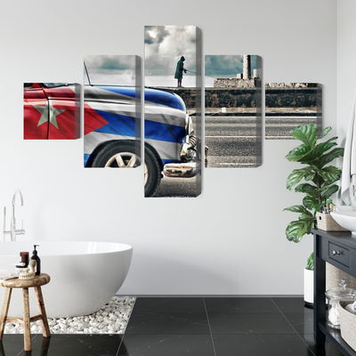 Ljuddämpande tavla - A car with a cuban flag