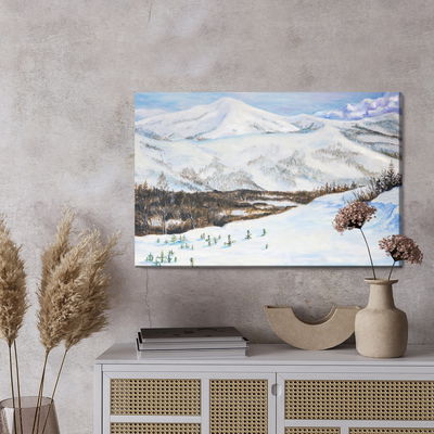 Ljuddämpande tavla - Landscape with snow-capped