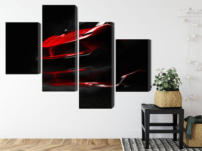 Ljuddämpande tavla - Red sports car 3d