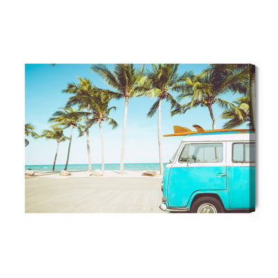 Ljuddämpande tavla - Car and tropical beach