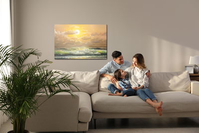 Ljuddämpande tavla - The sun and clouds over