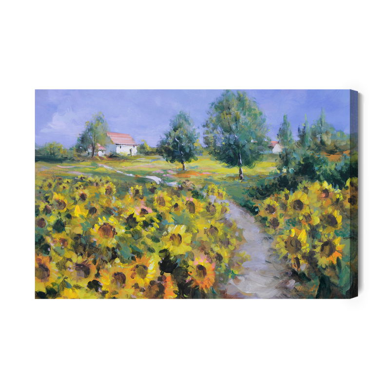 Ljuddämpande tavla - A landscape with sunflowers