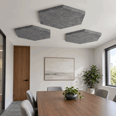 Ljudabsorbering till tak - PES hexagon ceiling