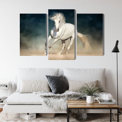 Ljuddämpande tavla - A white horse at a gallop