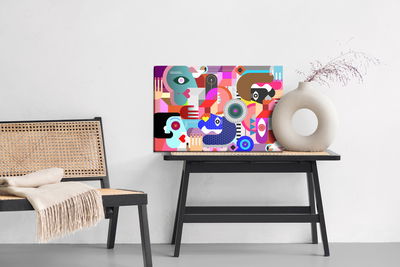 Ljuddämpande tavla - Abstract colorful faces