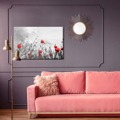 Ljuddämpande tavla - Red poppies on a black