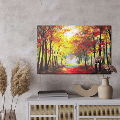 Ljuddämpande tavla - A forest landscape in autumn